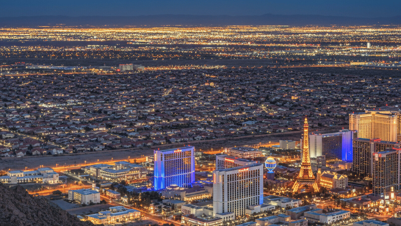 Southwest Las Vegas Mountain's Edge neighborhood homes with mountain backdrop and wide streets